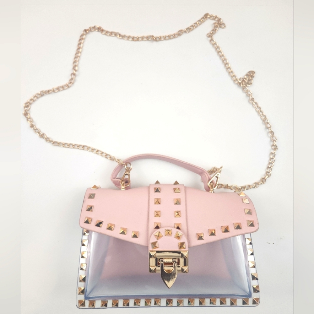 Pink and Silver Studded Handbag